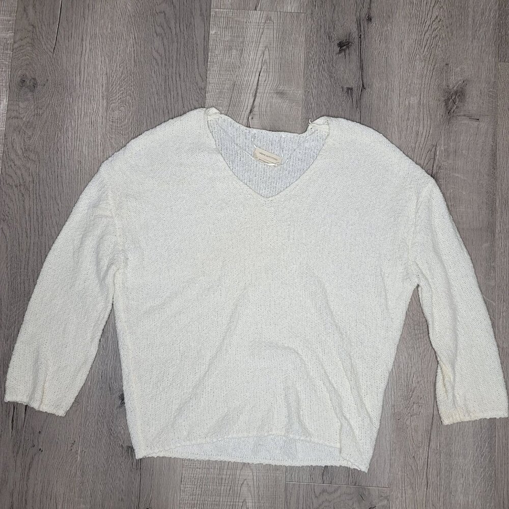 Urban Outfitters Cream loose Knit V-Neck Sweater fall warm oversized Small